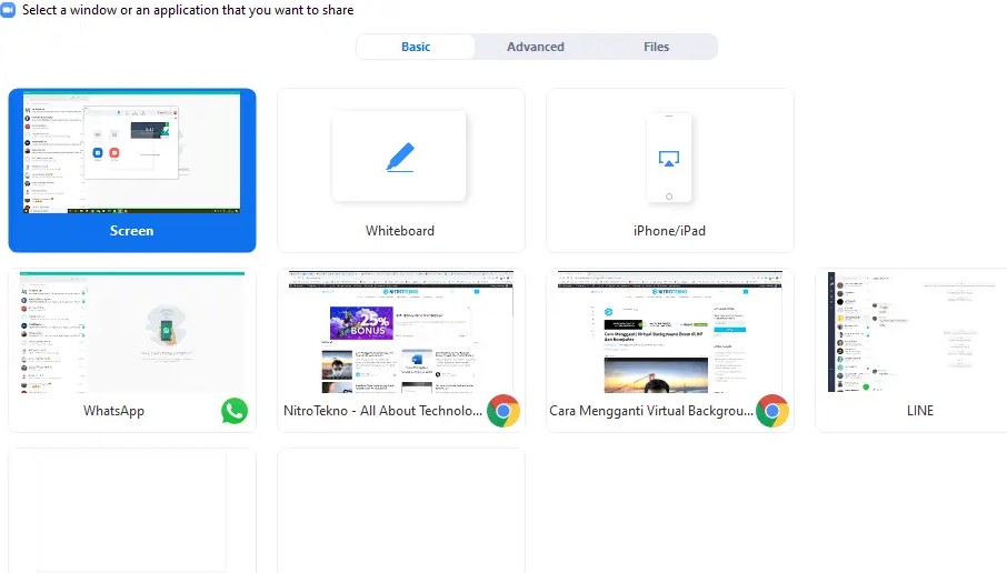 cara share screen aplikasi zoom