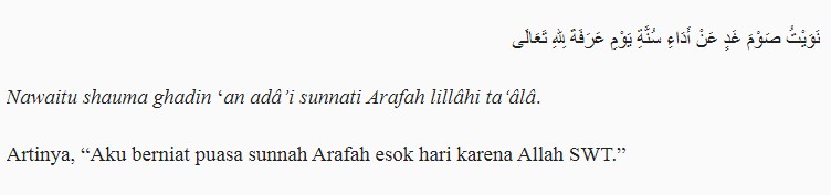 Bacaan Doa Niat Puasa Arafah Dalam Bahasa Arab dan Artinya