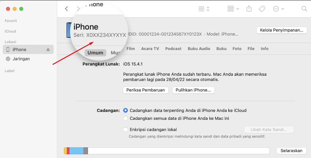 Metode 4 - Cek IMEI iPhone dari iTunes